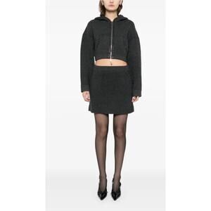Self Portrait Grey Knit Embellished Mini Skirt in Grey M